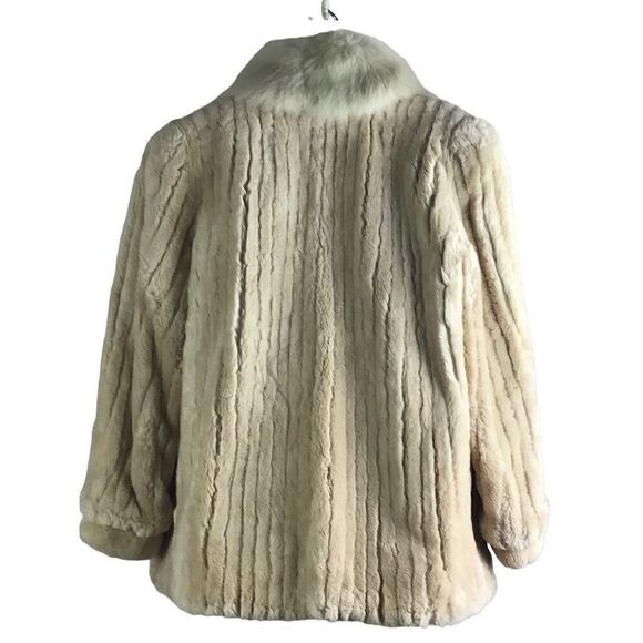Nordstrom Vintage Beige Sheared Beaver with White Fox Collar Fur Mob Boss Wife - Picture 12 of 15